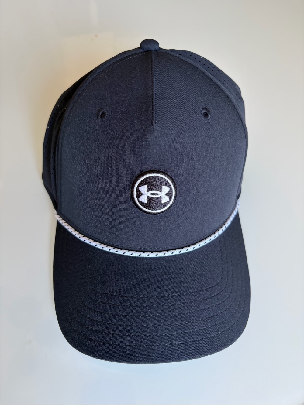 Under Armour Golf Black Cap with White Logo and Trim
